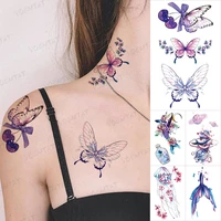 fashion sexy butterfly whale purple waterproof temporary tattoo sticker neck arm kid flash fake tatto body art woman girl