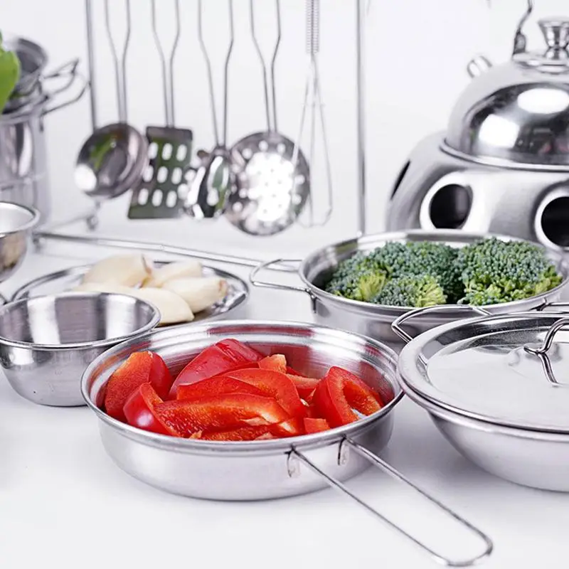 

Children's Simulation Tableware Play House Toy Mini Kitchen Pot Steel Model For Mininature Doll House Accessories