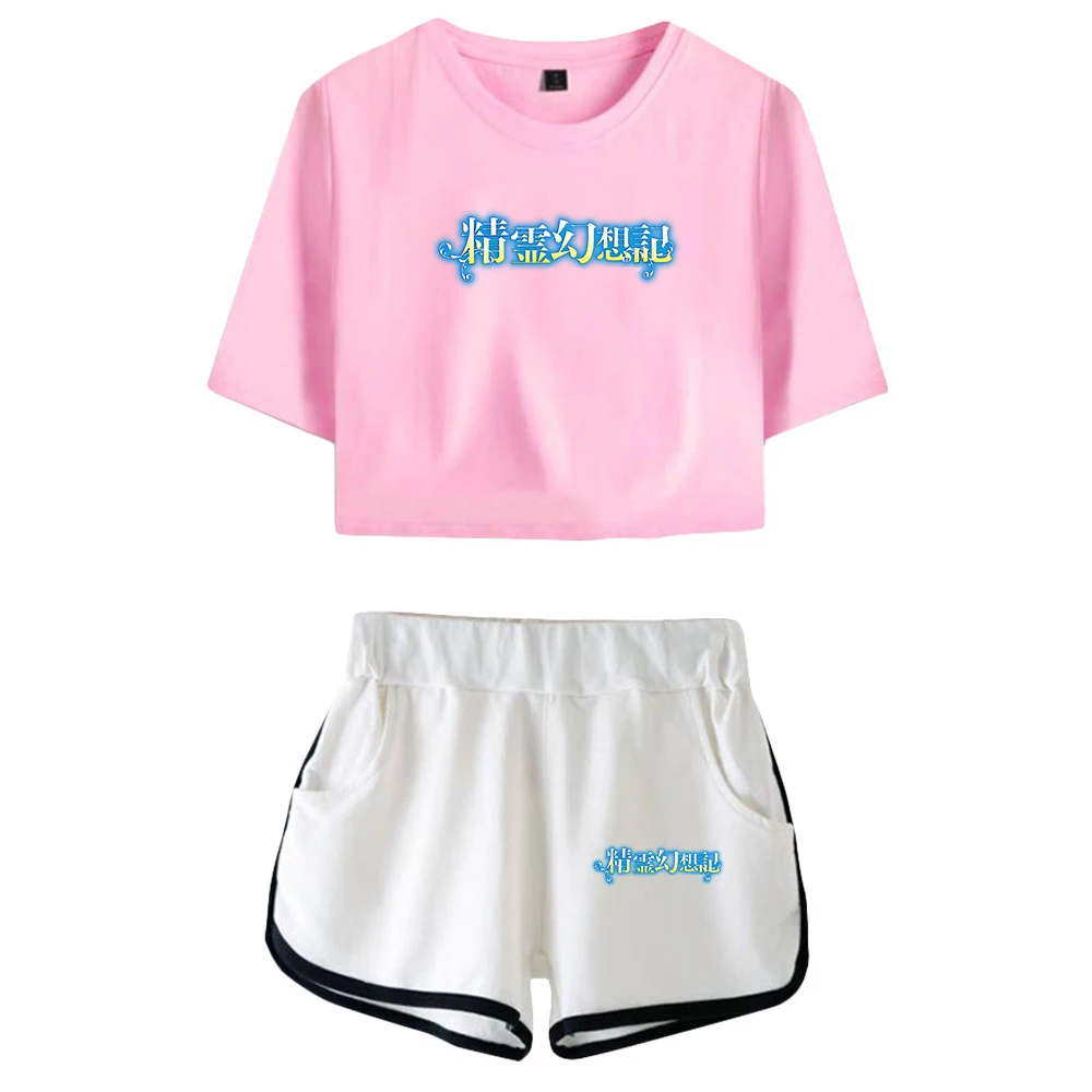 

Seirei Gensouki Clothes Female Two Piece Set Summer Short Sleeve Crop Top+Shorts Harajuku Streetwear Japanese Manga Women's Set