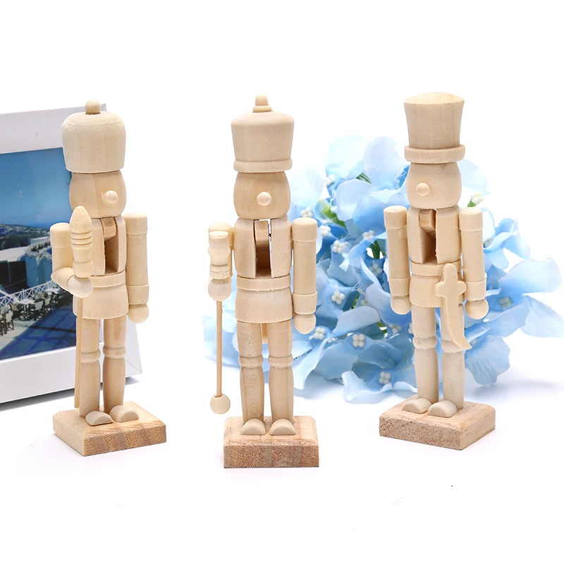 

12CM Wooden Crafts DIY Wooden Nutcracker Doll Soldier Shape Puppet Handmade New Household Craft Decoration Kids Toy Gift