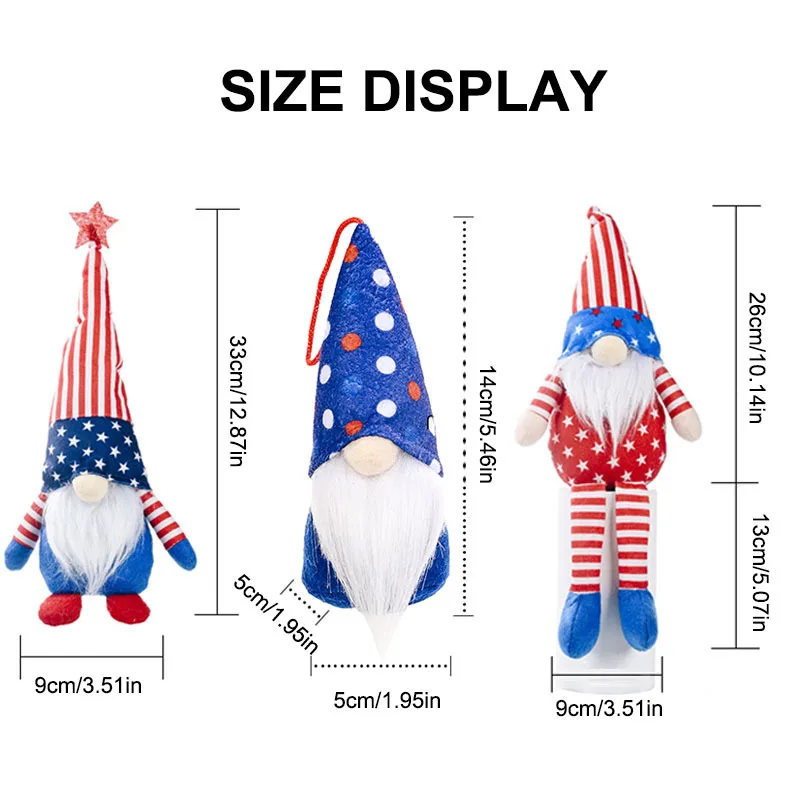 

Cute Dwarf Plush Cap Hat Toy Ornaments American Independence Day Cartoon Elves Dwarfs Dolls Children's Gifts Room Decoration