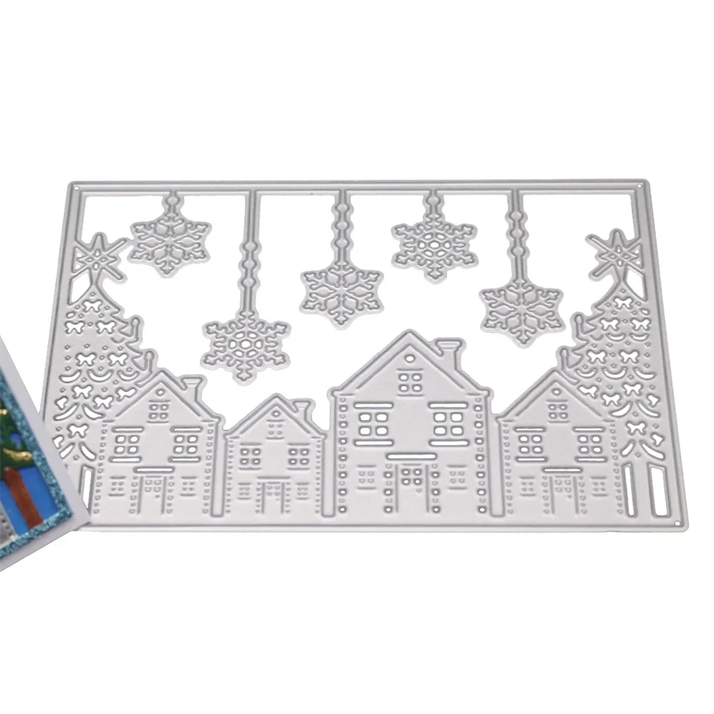 Рождество снежинка дом тиснение резка Плесень инструмент шаблон формы карты