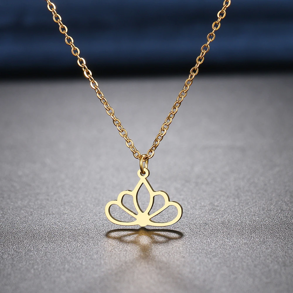 

Stainless Steel Necklaces Simple Lotus Pendants Chain Choker Jewellery Fashion Necklace For Women Jewelry Wedding Party Gifts