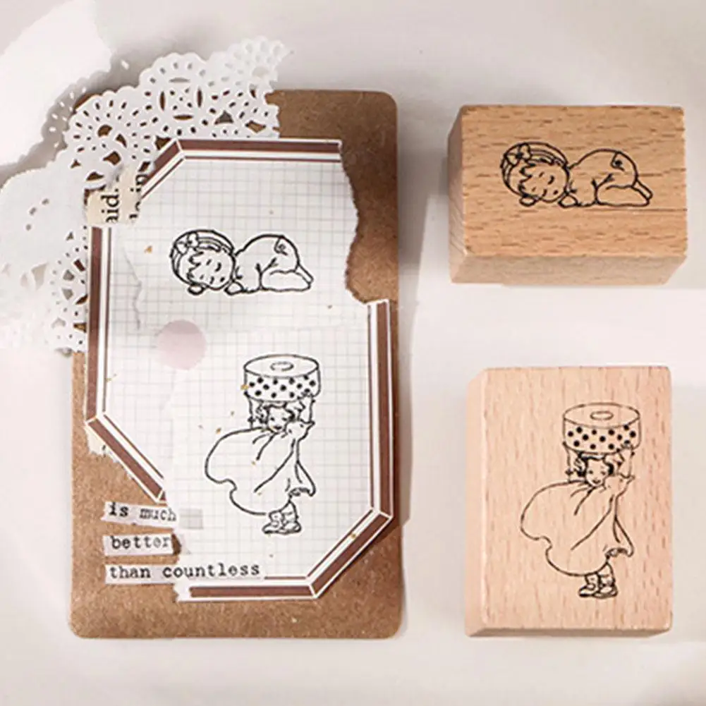 

1pc Vintage Wooden Rubber Stamps Set Plant Tree Flower Stamp Decorative Making For Card Notebook Diary Number Diy Scrapbook X5I8