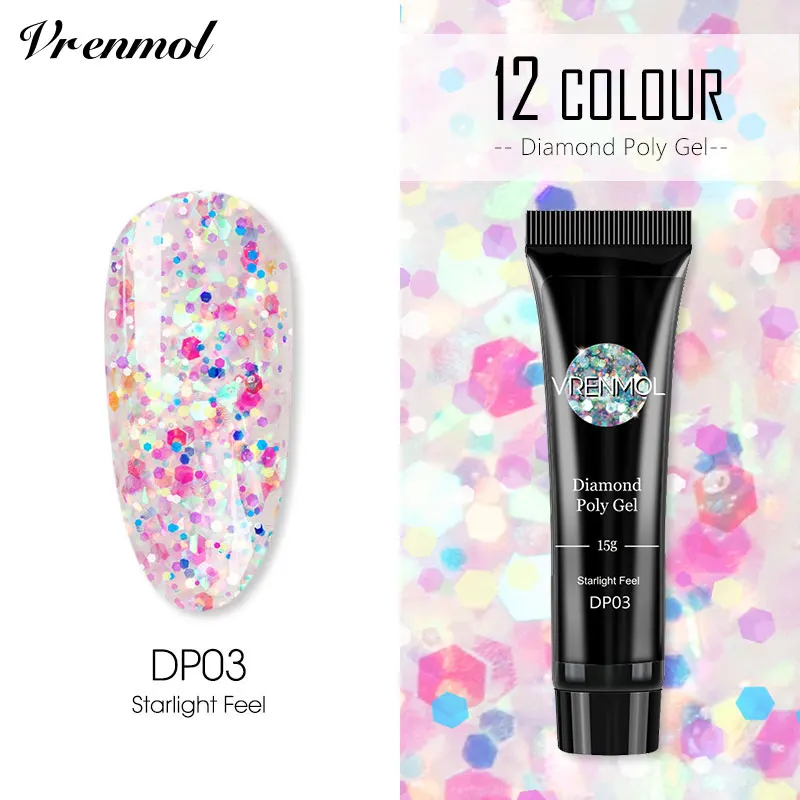 15ml DP03 Vrenmol Poly гель Semic Перманентный не чистый лак верхнее Базовое покрытие гель лак верхнее покрытие Базовое покрытие основа прозрачный гель лак - Цвет: 15ml DP03