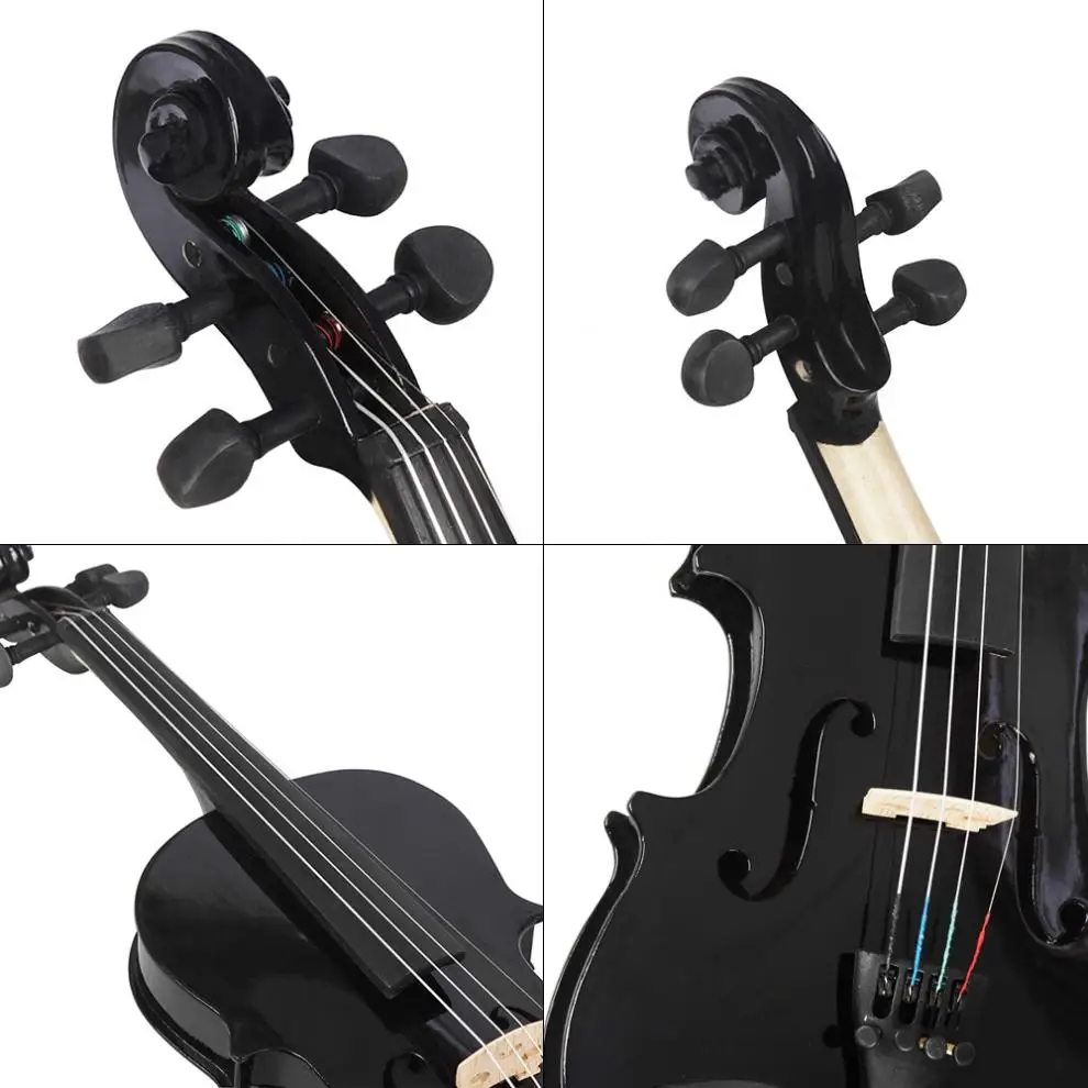 Violin Full Size 4/4 Solid Wood Silent Violin Maple Body Ebony Fingerboard Pegs with Case & Bow Stringed Instruments enlarge