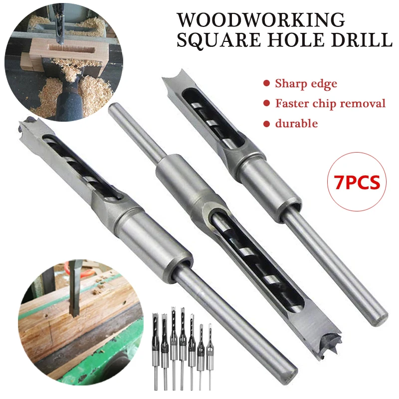 

7 шт. 6-12,7 мм для обработки дерева квадратные отверстия сверла поворот под прямым углом, земельный шнек сверлы, врезное долото Расширенный пила DIY Инструменты для резьбы по дереву