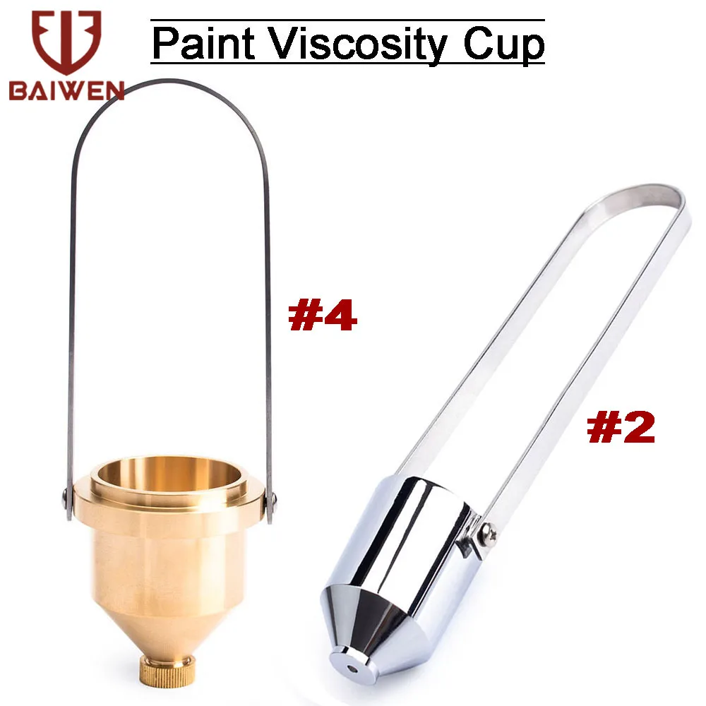 

1pc Paint Viscosity Test Cup Viscometer Flow Cup Mixing Thinning Tool #2 & #4 Measuring Tool Golden sliver
