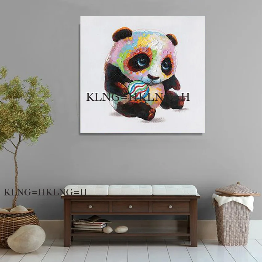 

Hand-painted Oil Painting Decorative Painting Cartoon Animal Cute Panda children's Room Paintings Painted Bedroom Creative Combi