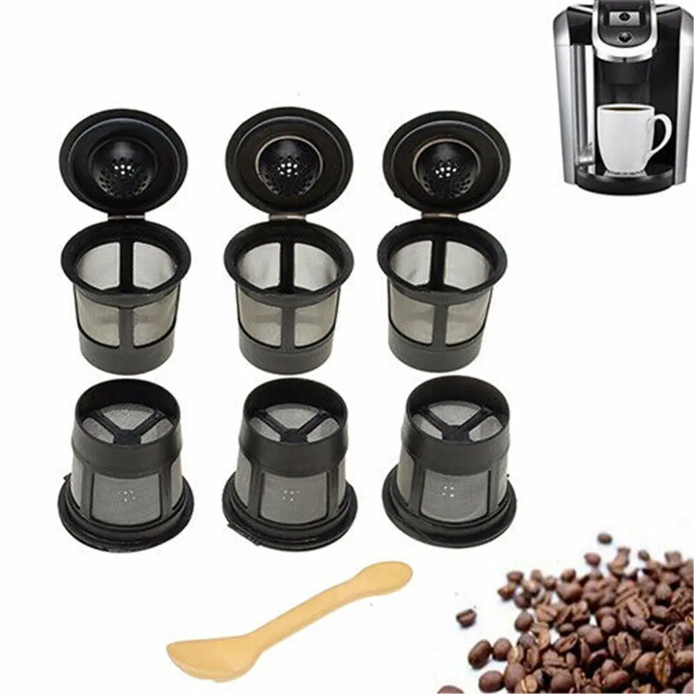 6 шт многоразовые капсулы кофе Nespresso чашка с ложкой черный многоразовый капсула