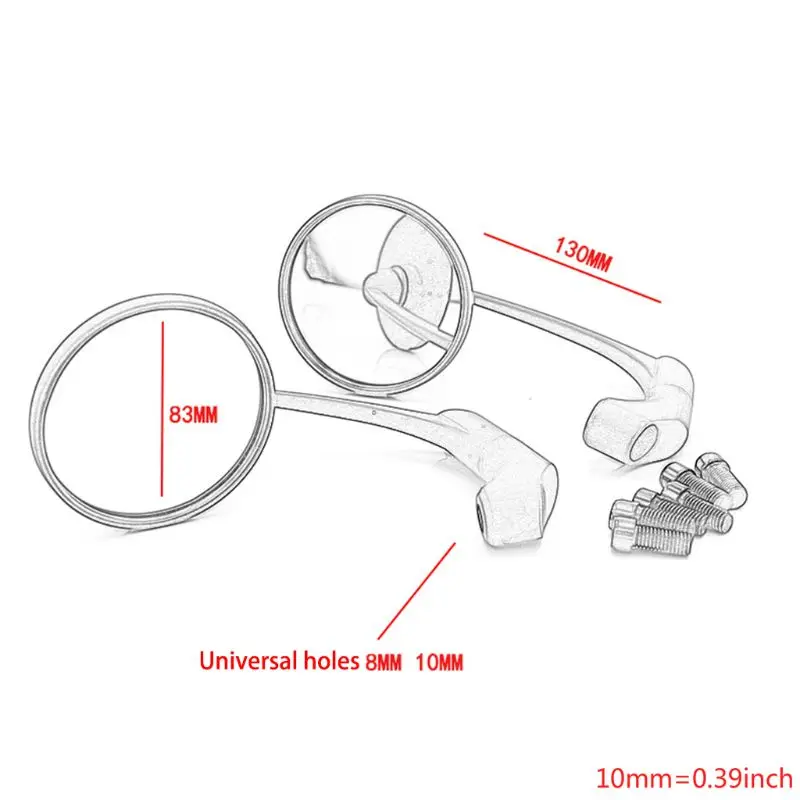 

Motorcycle Black Retro Oval Rearview Side Mirror For Racer Custom accessories