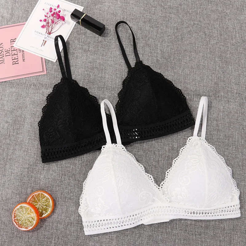 

1/2PCS French Style Bralette Seamless Deep V Lace Bra Wireless Thin Underwear Sexy Lingerie Soft Push Up Bras For Women Hot