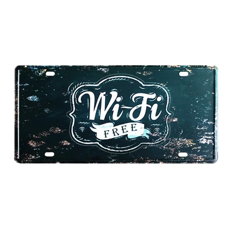 Металлические оловянные знаки для номерного знака с потертой стеной Wi-Fi