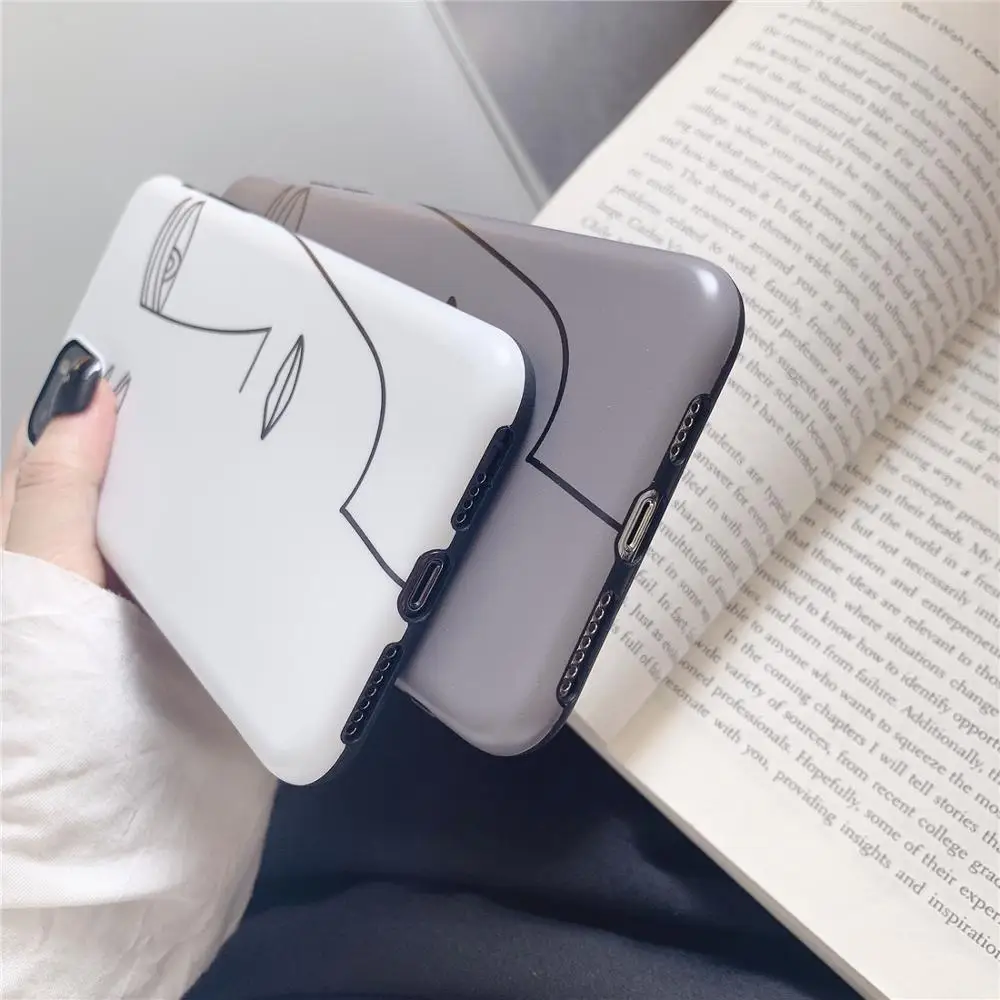 Простой художественный Рисунок линии лица белый чехол для телефона iPhone XS 11 Pro MAX XR