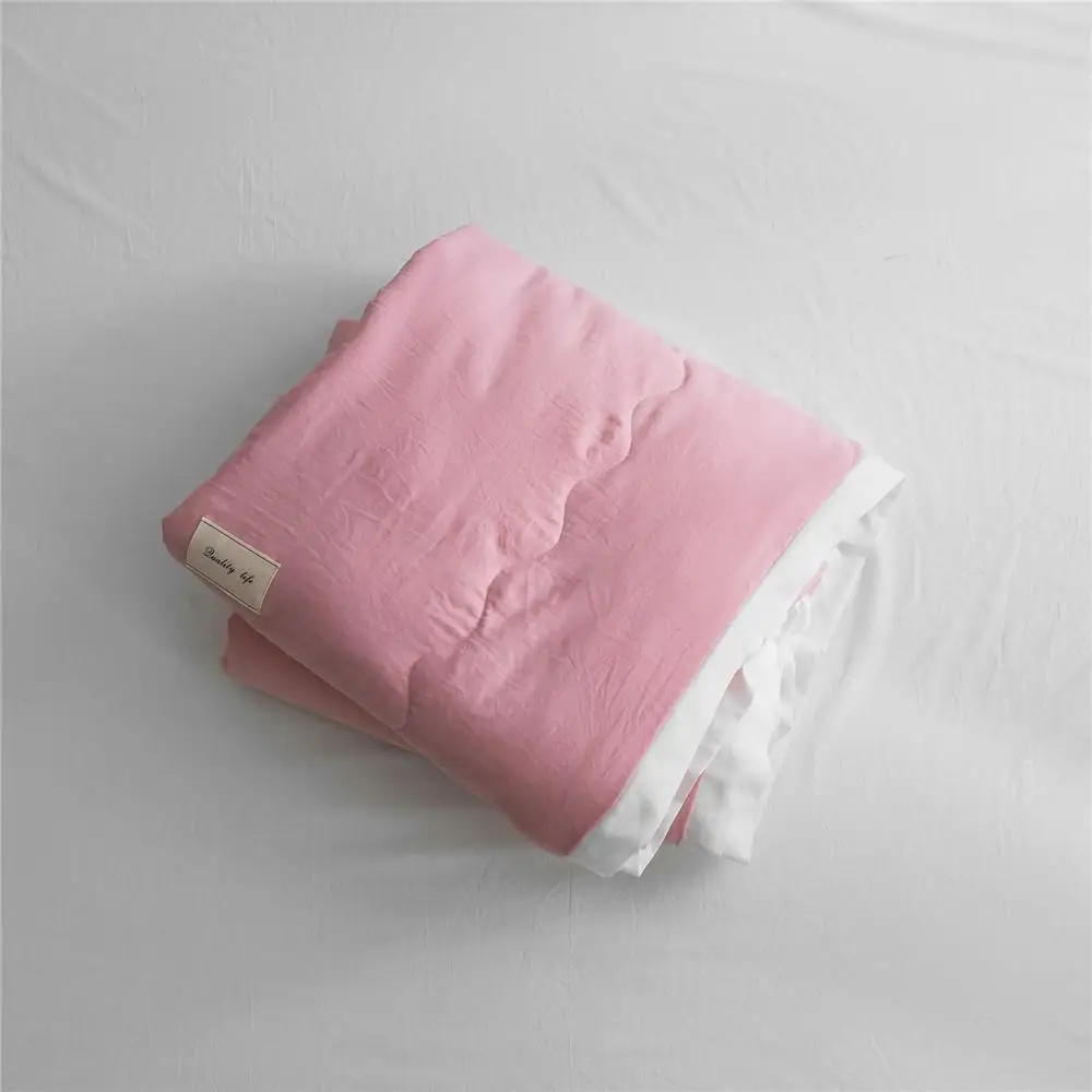 Prezzo Copriletto Trapuntato Estivo In Puro Colore Stile Semplice Coperta Trapunta Rosa Copriletto Morbido Twin Full Queen Trapuntatura Lenzuola Solide