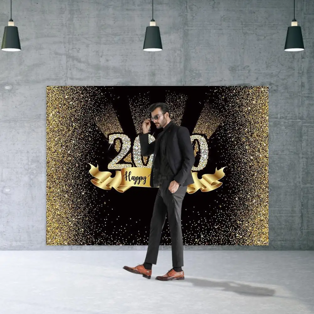 Счастливый Новый год 2020 декоративное фоновое полотно для золотистыми блестками