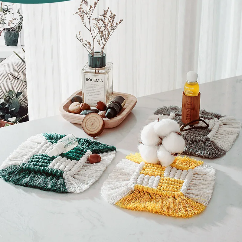 Аксессуары Kicthen подставки под чашки макраме в стиле бохо ручной работы Тканые