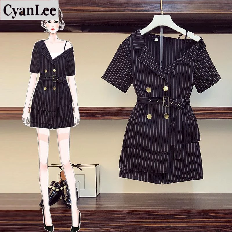 Женский офисный комплект из двух предметов размера плюс Асимметричный топ в