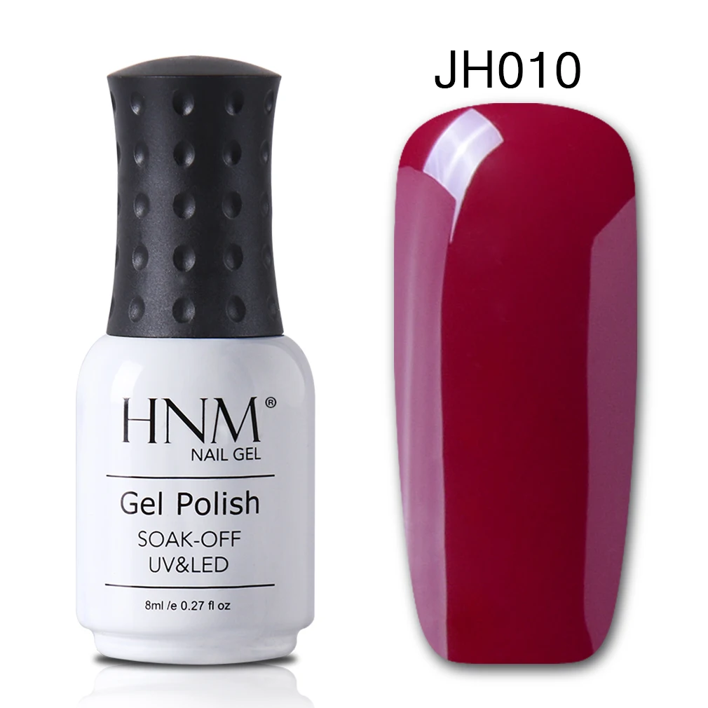 wine red 010 HNM 8 мл серый фиолетовый серия цвет уф-гель для ногтей светодиодный лампа гель-лак замачиваемый гибридный лак краска штамповка топ основа лак - Цвет: wine red 010