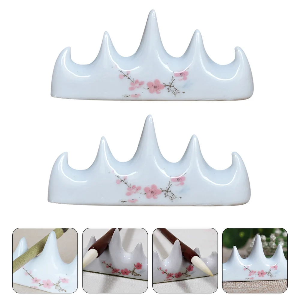 

2 Pcs Ceramic Calligraphy Brush Pen Holder Ceramic Brush Pen Rest Stand