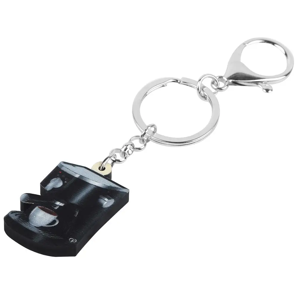 NEWEI Acrylic Coffee Machine Cup Key Chains Rings Jewelry Bag Car Wallet Keychains For Women Girls Teens Charms Decoration Gift