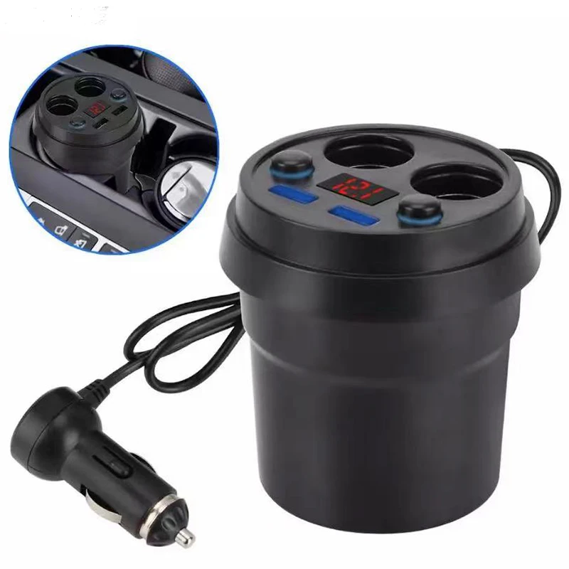 

Cup Power Socket Adapter Cigarette Lighter Splitter DC 5V 3.1A Mobile Phone Chargers Car Charger 2 USB With Voltage LED Display