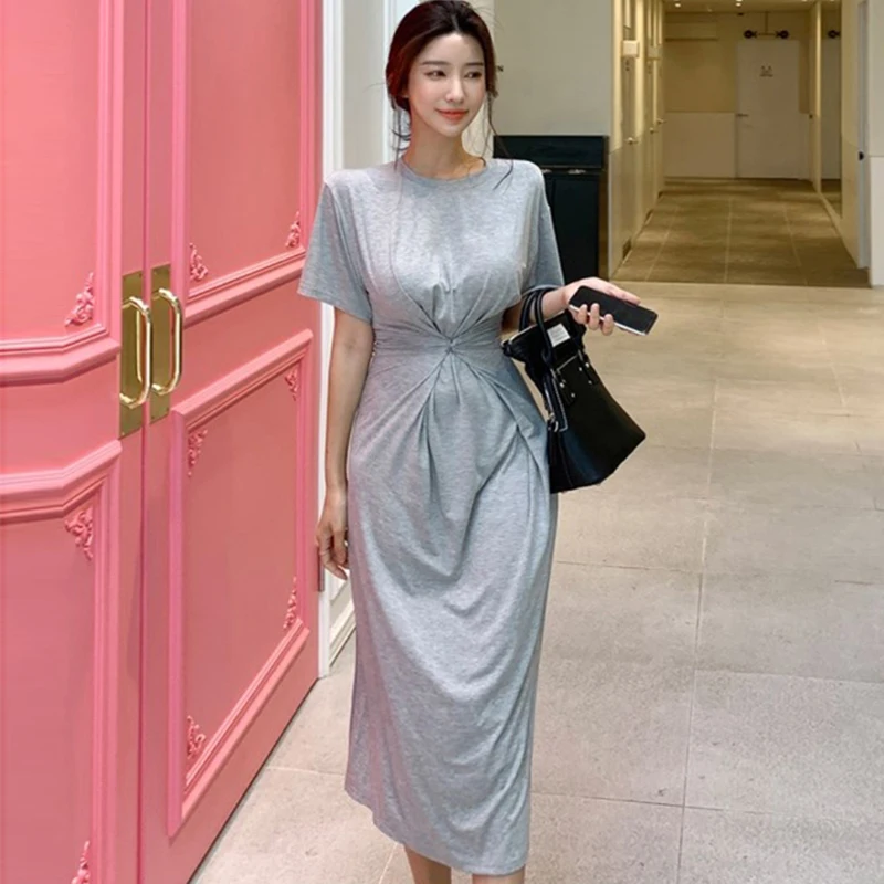 2023 весеннее и летнее сексуальное платье-свитер с разрезом во французском стиле