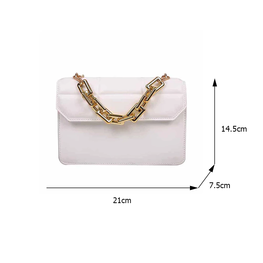 

Women Fashion Checker Pattern PU Leather Shoulder Crossbody Messenger Bag Ladies Casual Thick Chain Solid Color Small Handbags