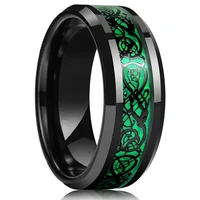 fashion 8mm men stainless steel celtic dragon ring inlay green carbon fiber ring men wedding band jewelry size6 13 free shipping