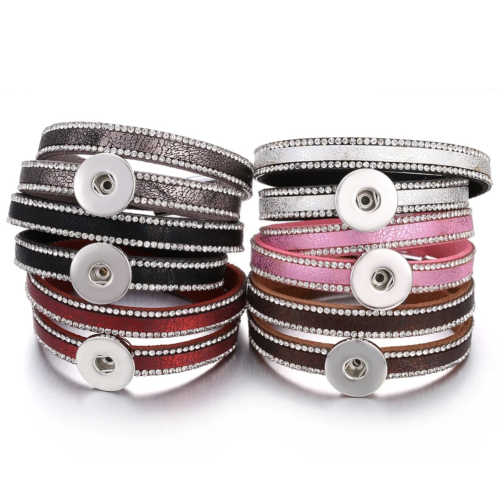 Новые ювелирные браслеты с кнопками 18 мм кожаные защелками многослойные