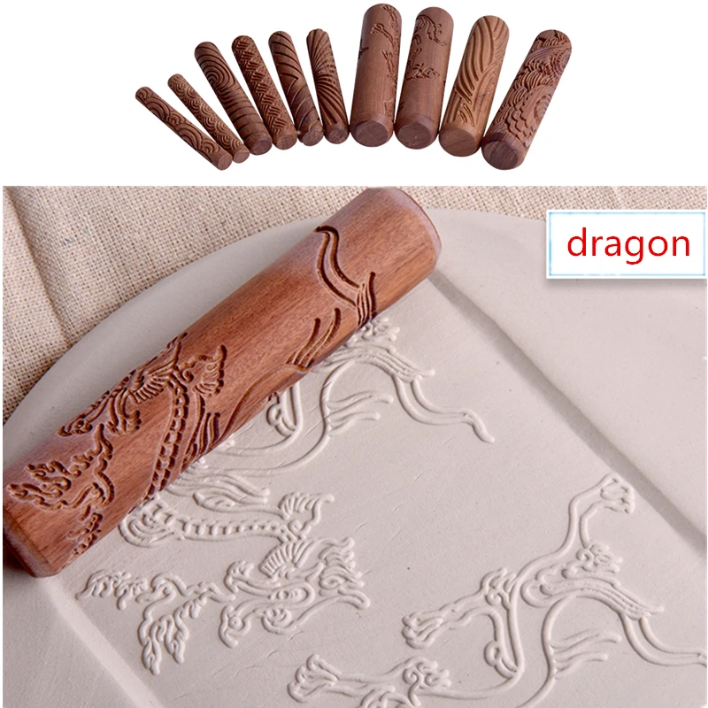 

Pottery Tools Flower Grass Wood Texture Embossing Rolling Pin Pressed Printing for Polymer Clay Ceramic Diy Emboss Modeling Tool