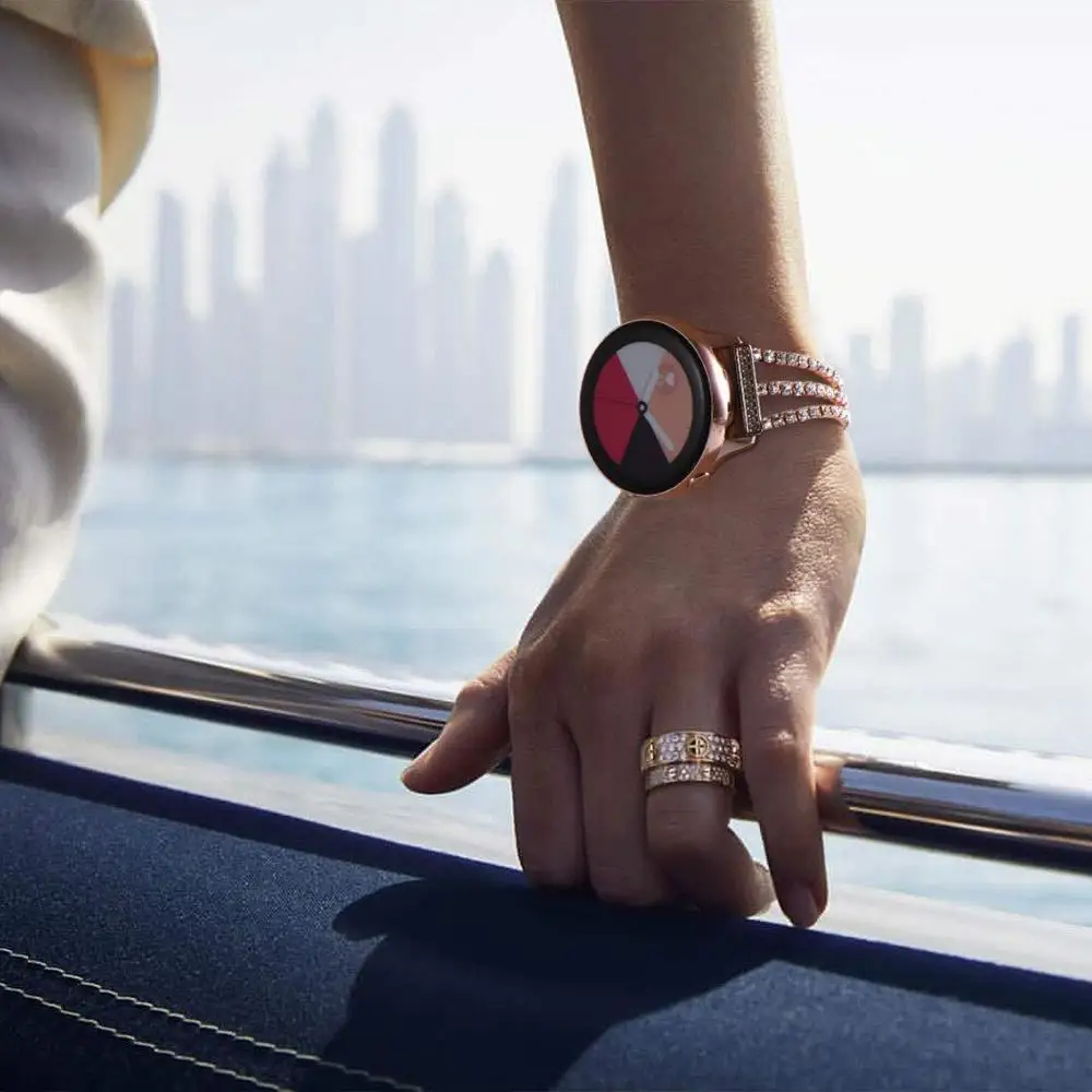 Ремешок 20мм и 22мм для Samsung Galaxy Gear S3 в розовом цвете для женских часов, браслет из нержавеющей стали с застежкой, подходит для Huawei GT2 с диаметром 46мм.