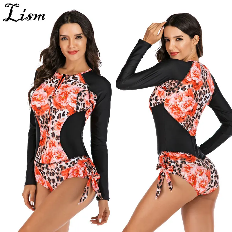 Женский костюм для плавания винтажный цельный купальный серфинга с защитой от