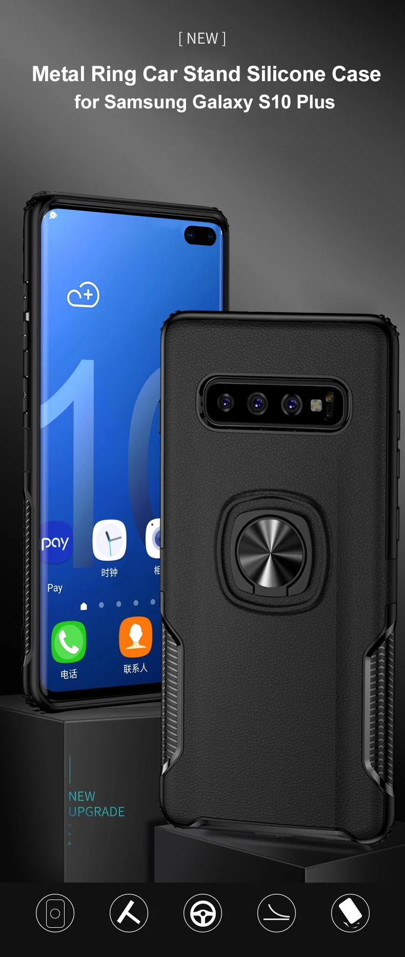 Lamorniea для samsung Galaxy S10 чехол металлическое кольцо автомобильная подставка силиконовый чехол для телефона samsung Galaxy S10 S8 S9 Plus S10E Note 8 9
