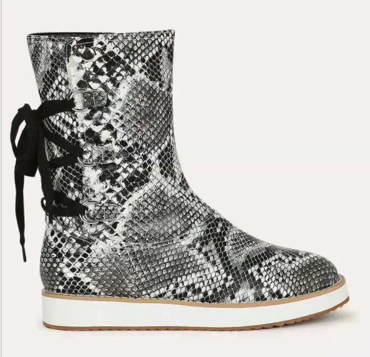 

Женские ботинки на шнуровке, ботинки на плоской подошве, с круглым носком, на резиновой подошве, до середины икры, большие размеры, осень 2021