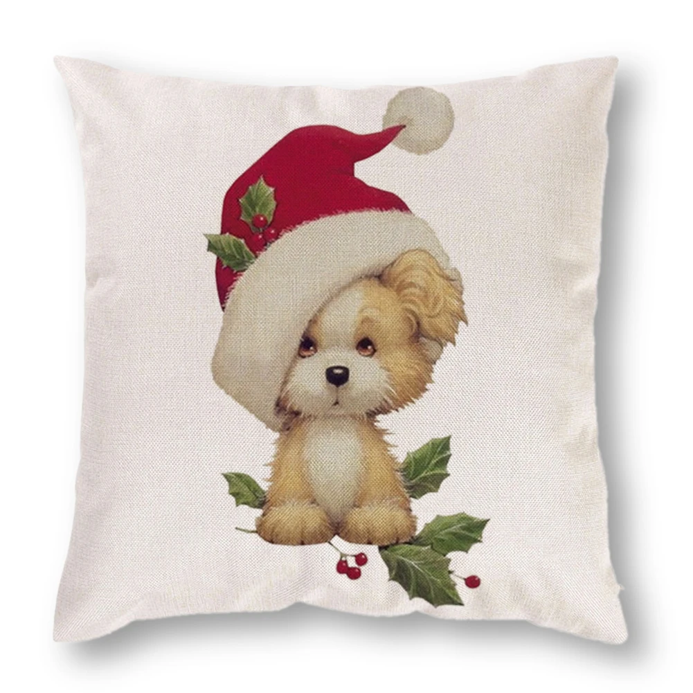 

Cute Animal Cotton Linen Christmas Theme Throw Pillow Case Living Room Decorative Sofa Square Cushion Cover 45x45 Elegant Home