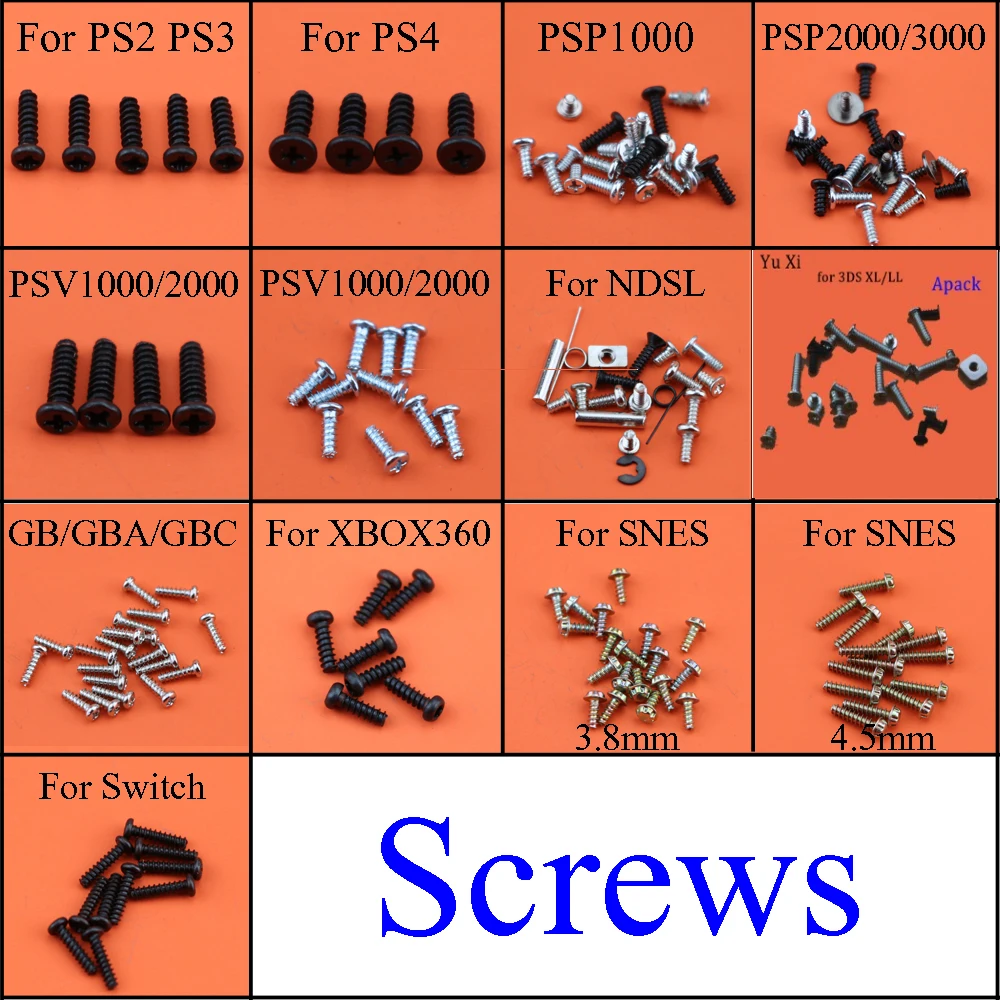 

For PS2 PS3 PS4 Controller Philips Head Replacement Screw Set Screws for XBOX360 PSV1000 /2000 NDSL Switch PSP2000 / 3000