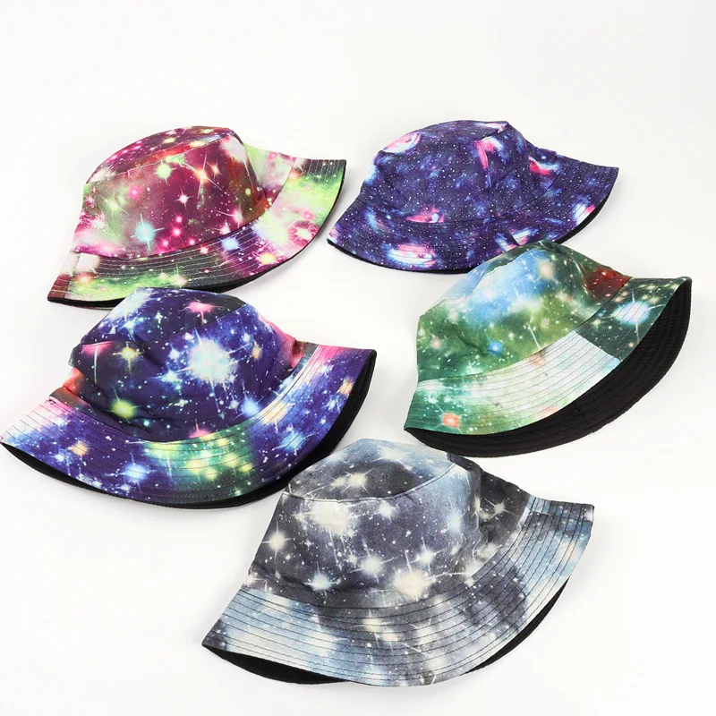 

Cotton Star Print Bucket Hat Fisherman Hat Outdoor Travel Hat Sun Cap Hats for Men and Women 335