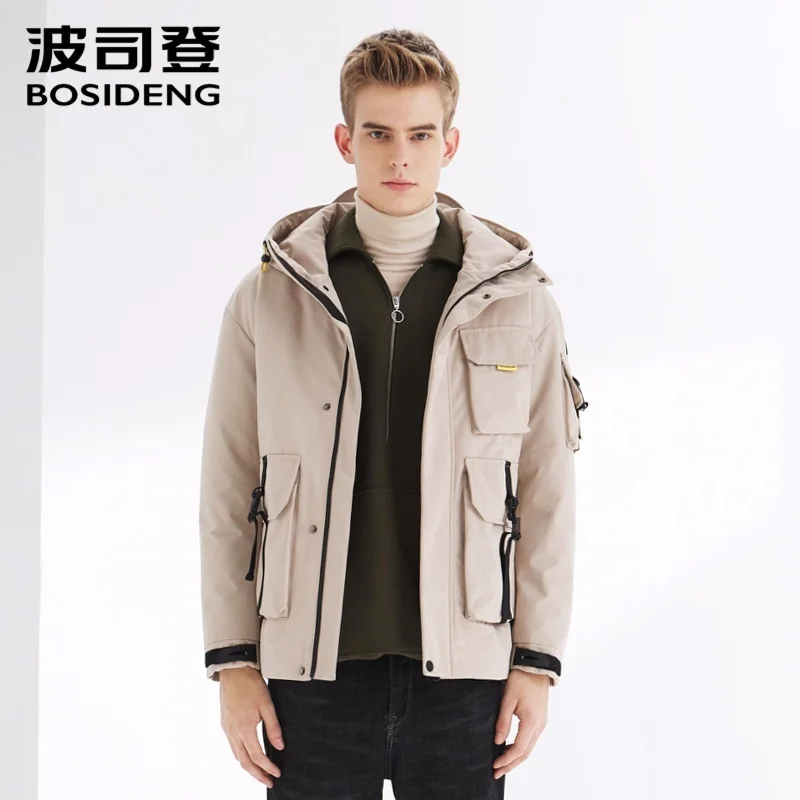

Bosideng down jacket men's short style safari style outdoor hooded down coat waterproof B90141337