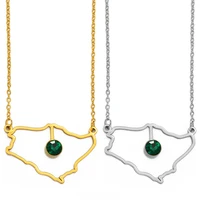 anniyo saudi arabia map with green stone gold color charm pendant necklace kingdom of saudi arabia jewelry women girls 174121