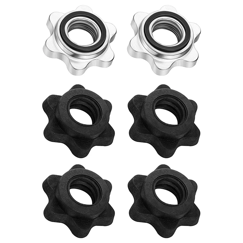 

2 шт., шестигранная гайка для гантелей и 4 шт. стержней для гантелей, для стандартных гантелей 1 дюйм (25 мм)