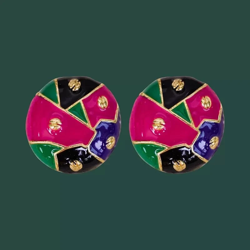 Женские винтажные серьги-гвоздики эмалированные серьги в форме дворца сердца