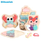 Пазл деревянный детский с животными, 15 см