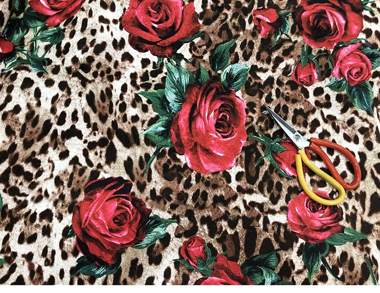 Женское осеннее жаккардовое платье-Ципао с леопардовым и розовым принтом 100x145 см