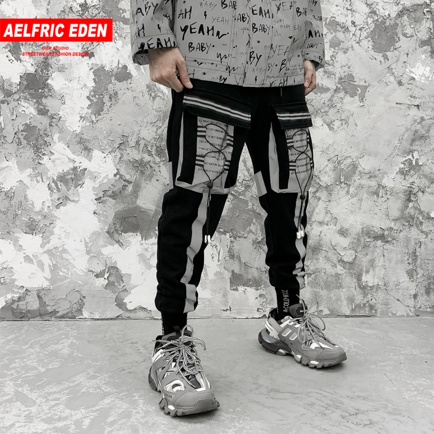 Aelfric Eden Светоотражающие штаны шаровары с завязками Харадзюку модные уличные