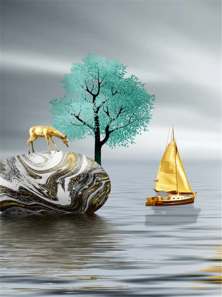 

Nordic living room decoration painting sofa background wall painting modern minimalist light luxury mural restaurant