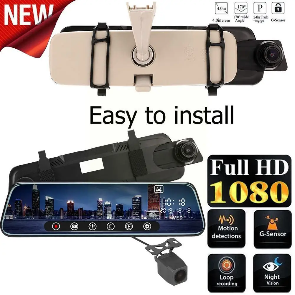 

10-дюймовый экран автомобильной камеры 1080P видеорегистратор DVR зеркало с датчиком защиты от помех камера заднего вида O3V8