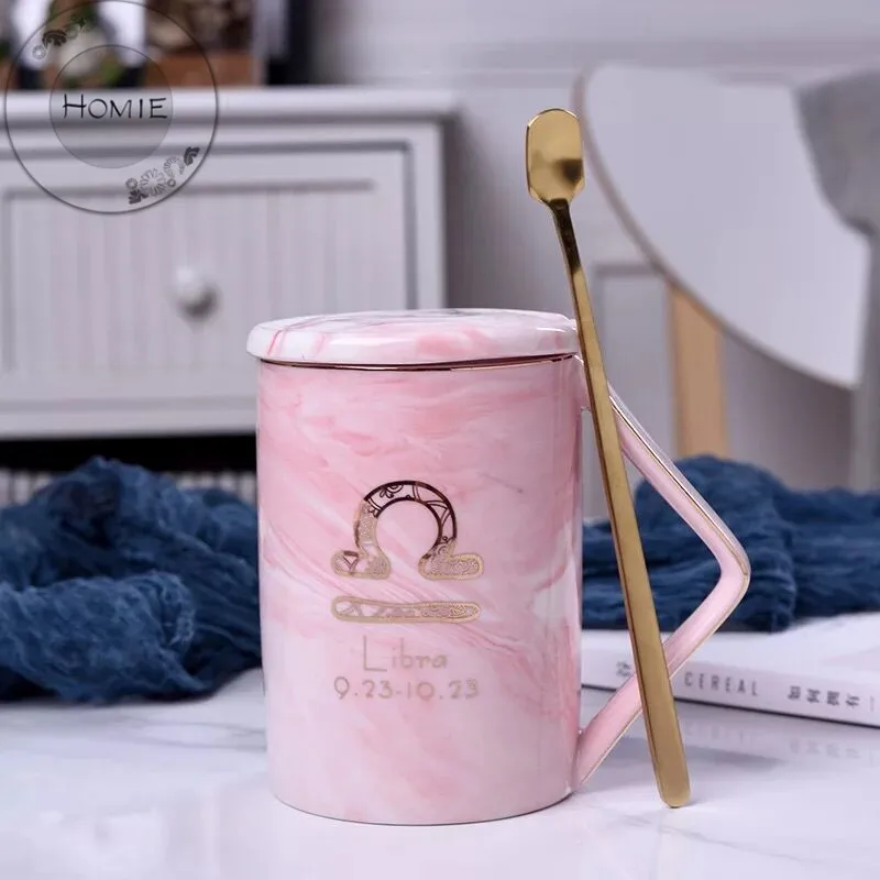 Творчество Мрамор 12 созвездий Керамика Кофе чашка с блюдцем набор молока Чай