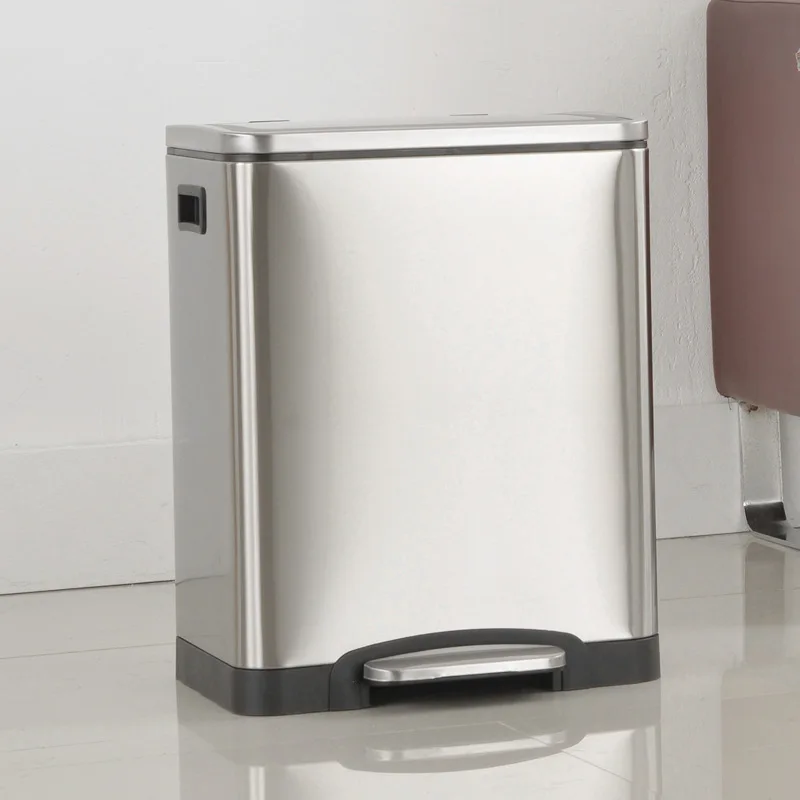 

20/30/40L Garbage Cans Stainless Steel High-capacity Pressing Type Trash Can Waterproof Anti-shock High Quality Home Trash Bin