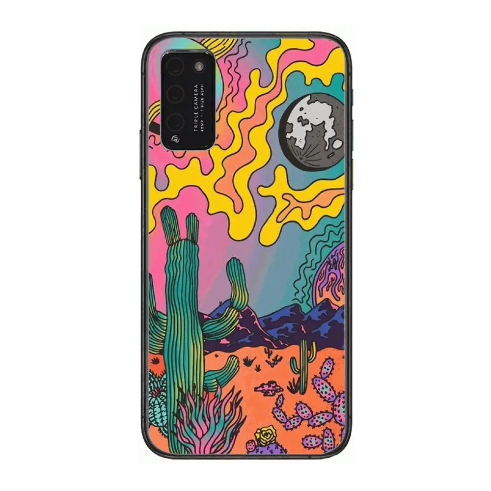 

Psychedelic Trippy Art Soft Clear Phone Case For Huawei Honor 10 20 30 9 X Pro Lite V 5G RU Black Etui Coque Hoesjes Comic Fas